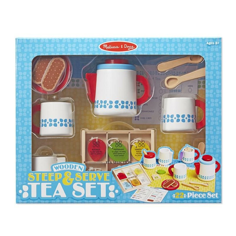 * Melissa & Doug Discount Store Wooden Steep & Serve Tea Set Play Food