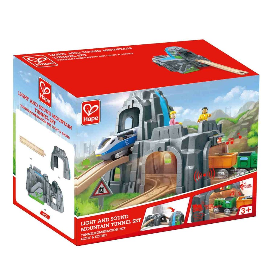 * Hape Reliable Quality Light & Sound Mountain Tunnel Wooden Trains