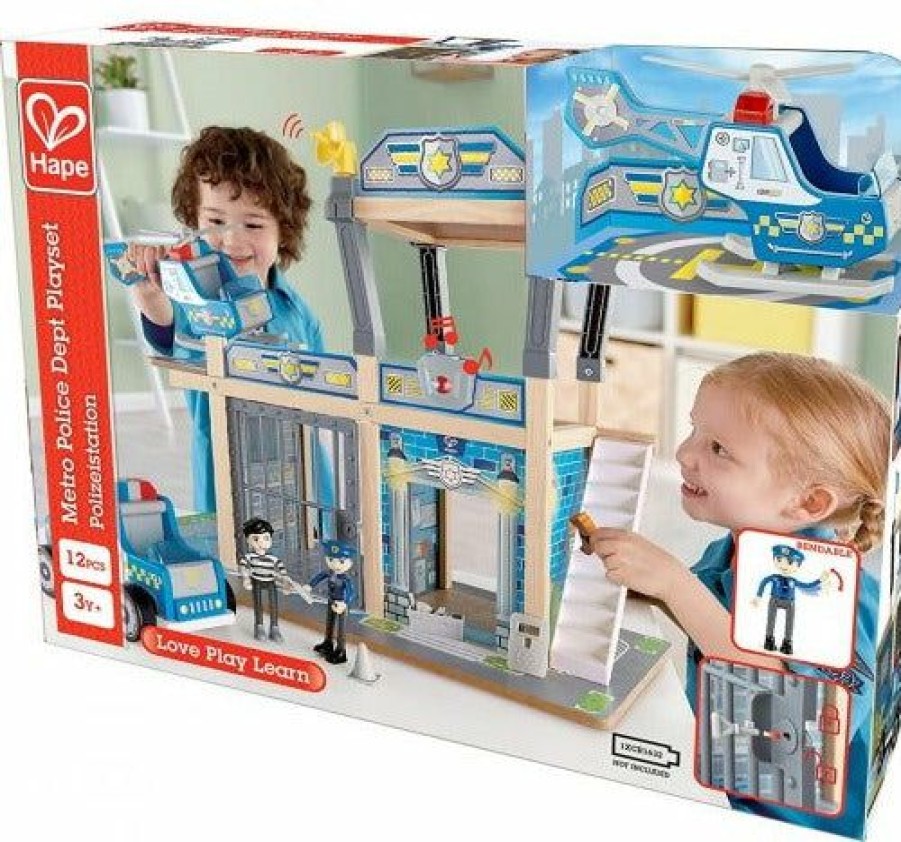 * Hape Latest Fashion Metro Police Dept Playset Pretend Play