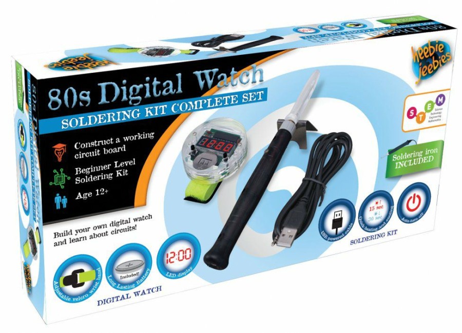 * Heebie Jeebies Top Sellers Diy 80'S Digital Watch Combo Kit (With Usb Soldering Iron) Science