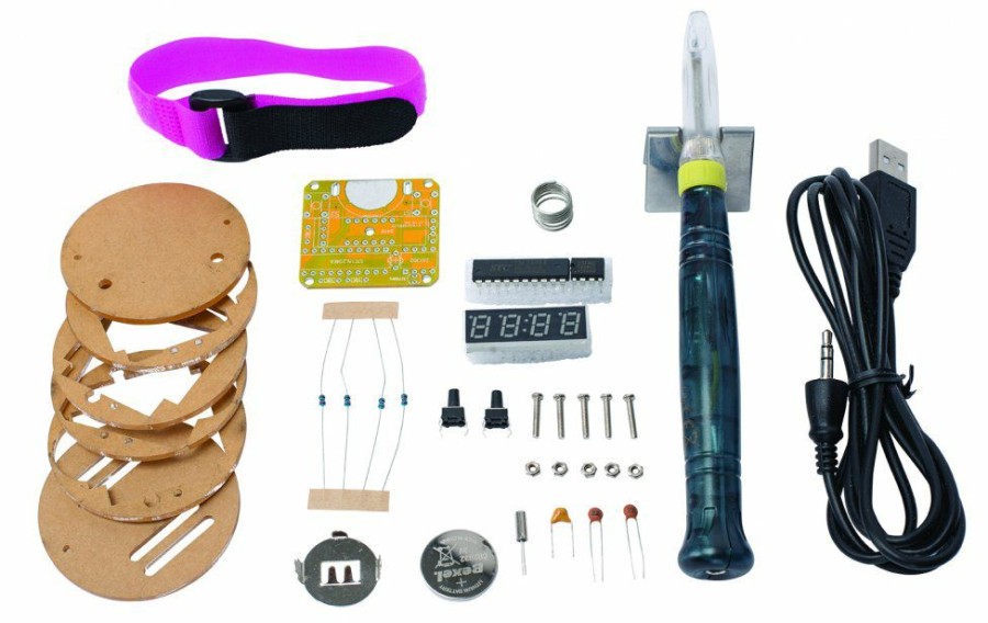 * Heebie Jeebies Top Sellers Diy 80'S Digital Watch Combo Kit (With Usb Soldering Iron) Science