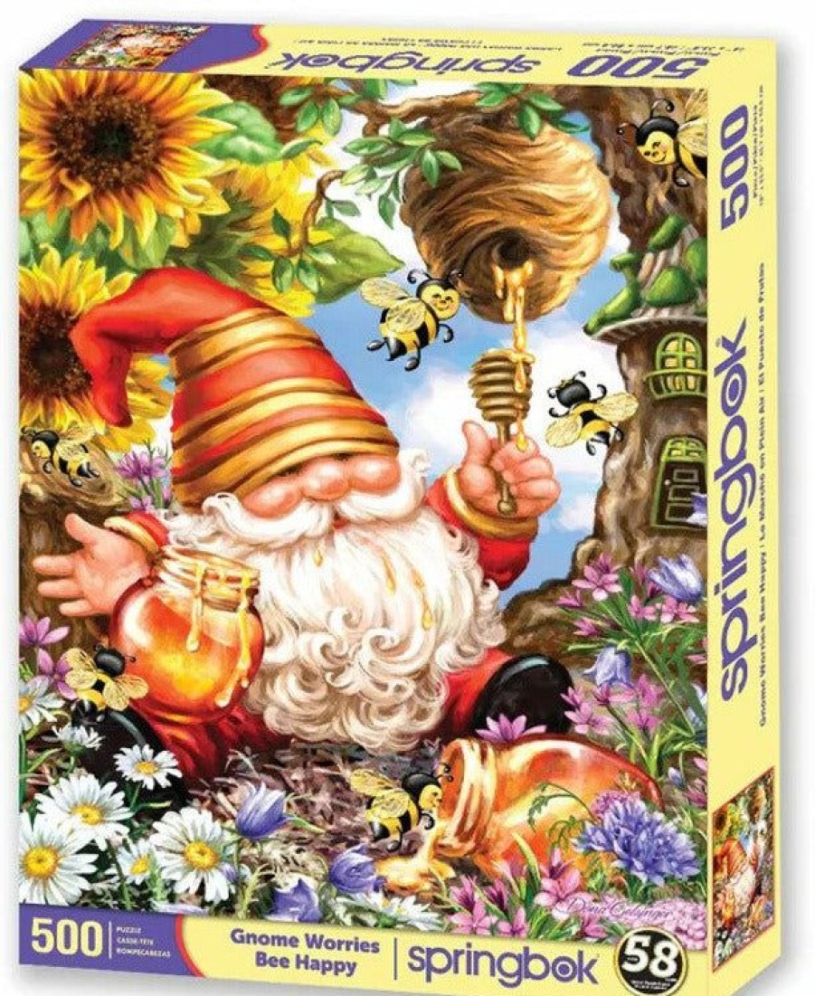 * Springbok Promotions Gnome Worries Bee Happy 500Pc Puzzle 500-750 Piece