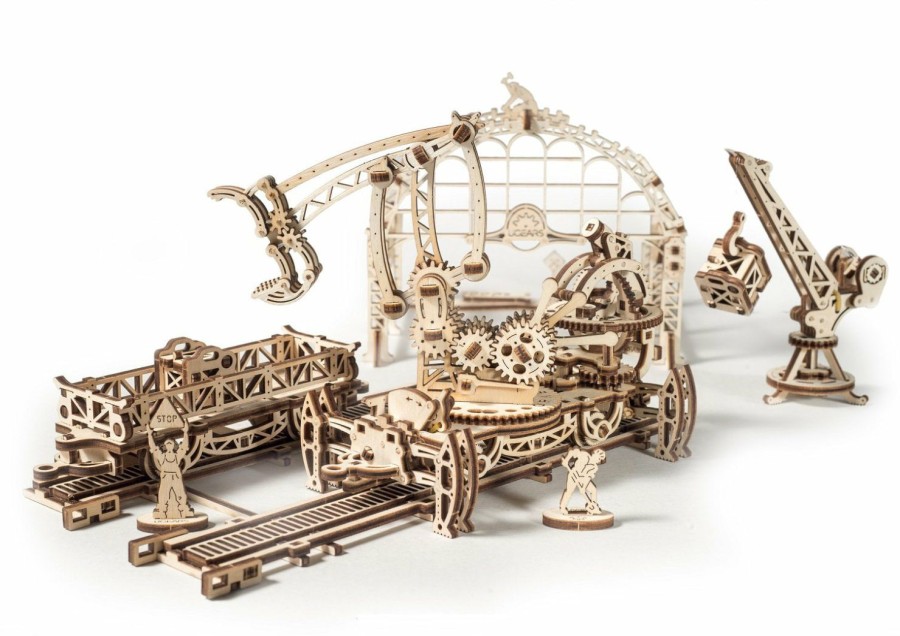 * Ukidz Best Sellers Ugears Mechanical Town Rail Manipulator Laser Cut Wood