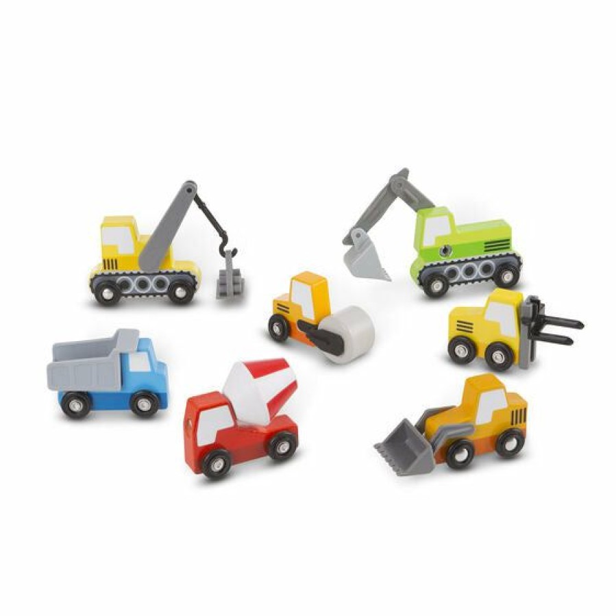 * Melissa & Doug Good Quality Wooden Construction Site Vehicles Wooden Trains