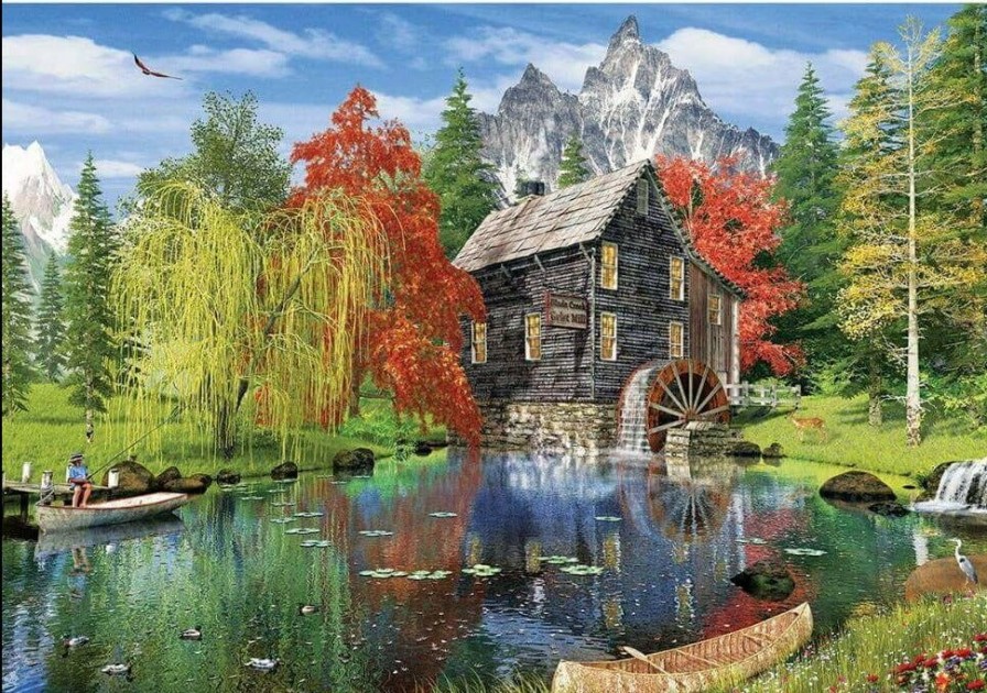 * Allied Products Corporati Typical Style Fishing By The Mill 1500Pc Puzzle 500-750 Piece